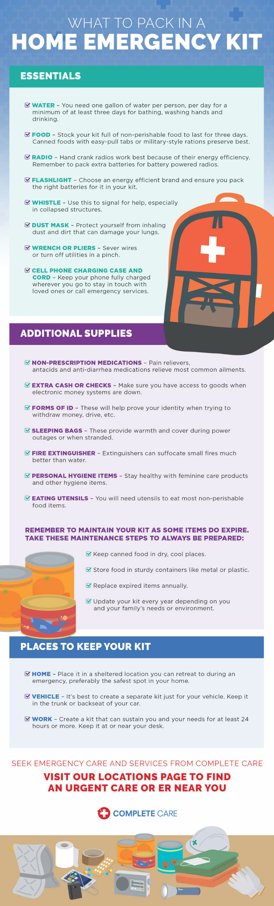 What to Pack in a Home Emergency Kit | Complete Care